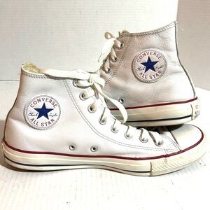 Converse unisex All Star White Leather High-Tops men’s 8 women’s 10